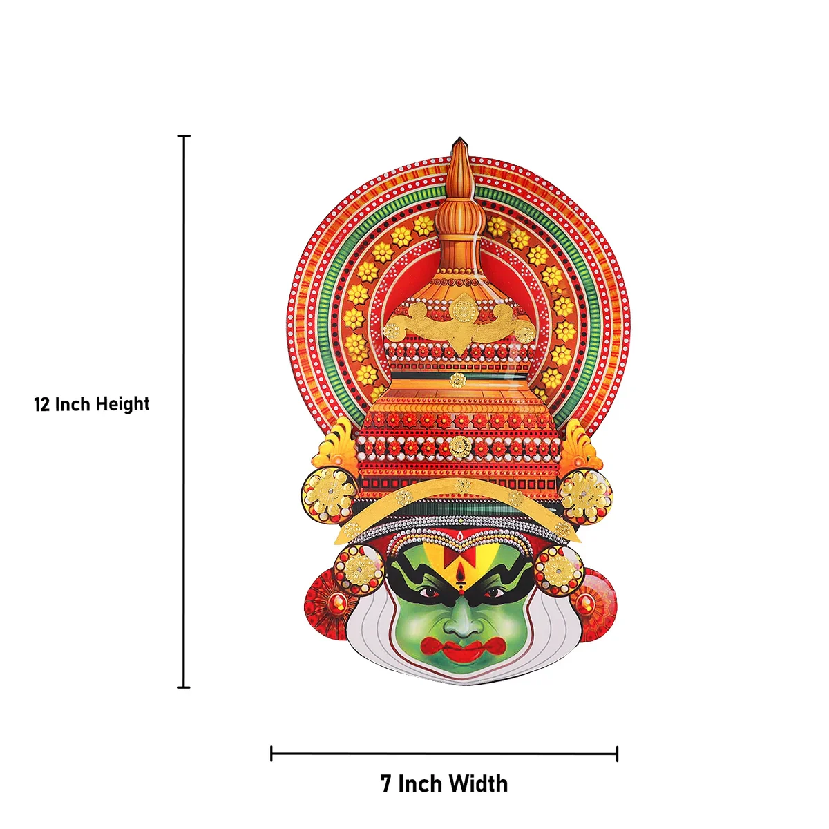 Kathakali Head - 12 x 7 Inches | Wall Hanging/ Kathakali Carved Wood Wall Art for Home - Image 5