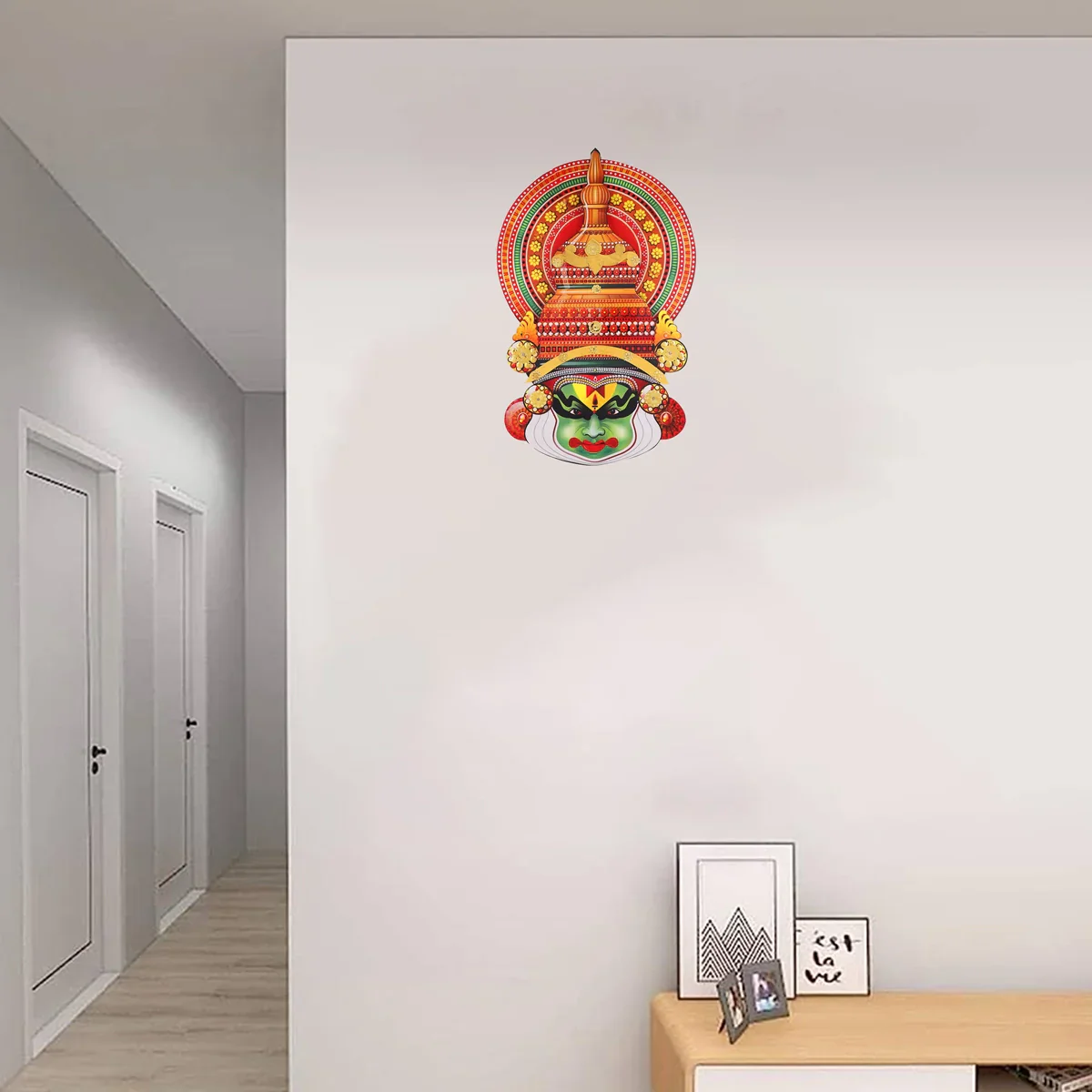 Kathakali Head - 12 x 7 Inches | Wall Hanging/ Kathakali Carved Wood Wall Art for Home - Image 6