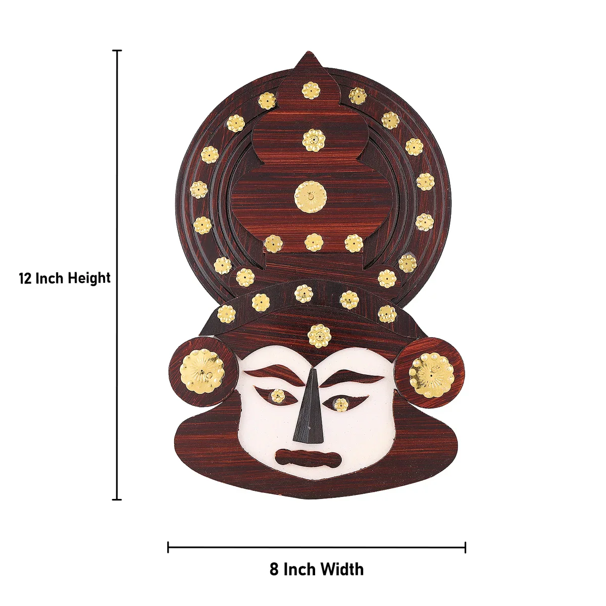 Kathakali Head - 12 x 8 Inches | Wall Hanging/ Kathakali Carved Wood Wall Art for Home - Image 5