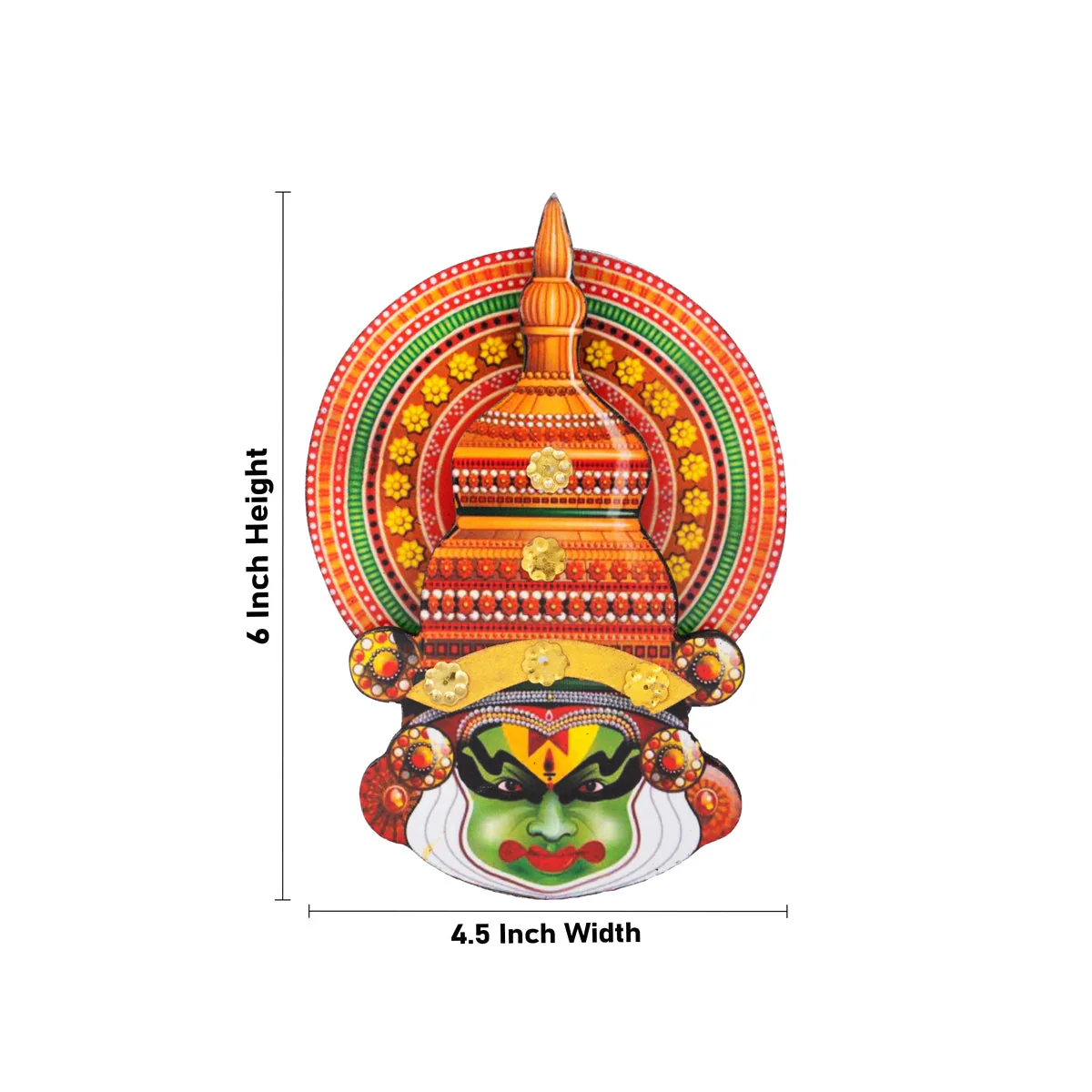 Kathakali Head - 6 x 4.5 Inches | Wall Hanging/ Kathakali Carved Wood Wall Art for Home - Image 5