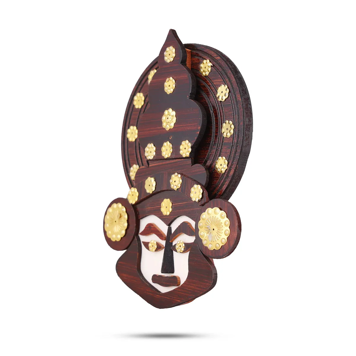 Kathakali Head - 6 x 5 Inches | Wall Hanging/ Kathakali Carved Wood Wall Art for Home - Image 2