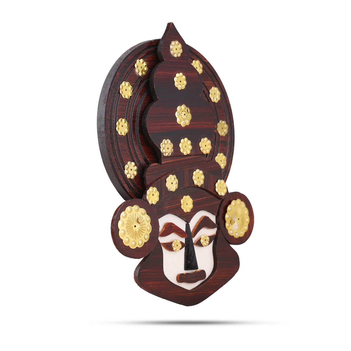 Kathakali Head - 6 x 5 Inches | Wall Hanging/ Kathakali Carved Wood Wall Art for Home - Image 3