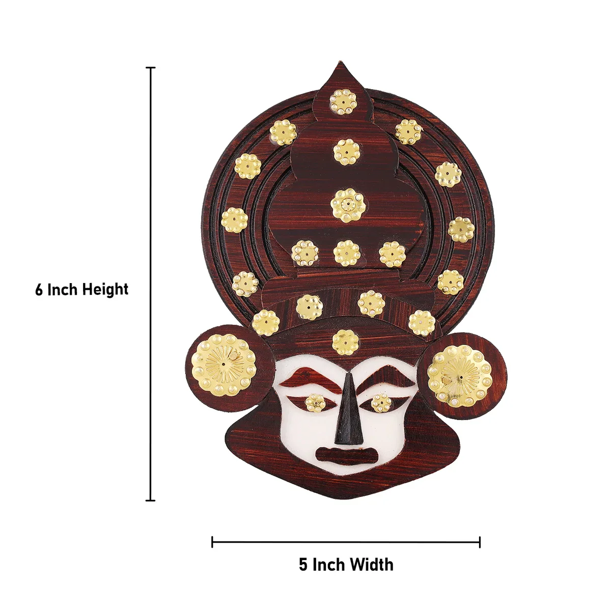 Kathakali Head - 6 x 5 Inches | Wall Hanging/ Kathakali Carved Wood Wall Art for Home - Image 5