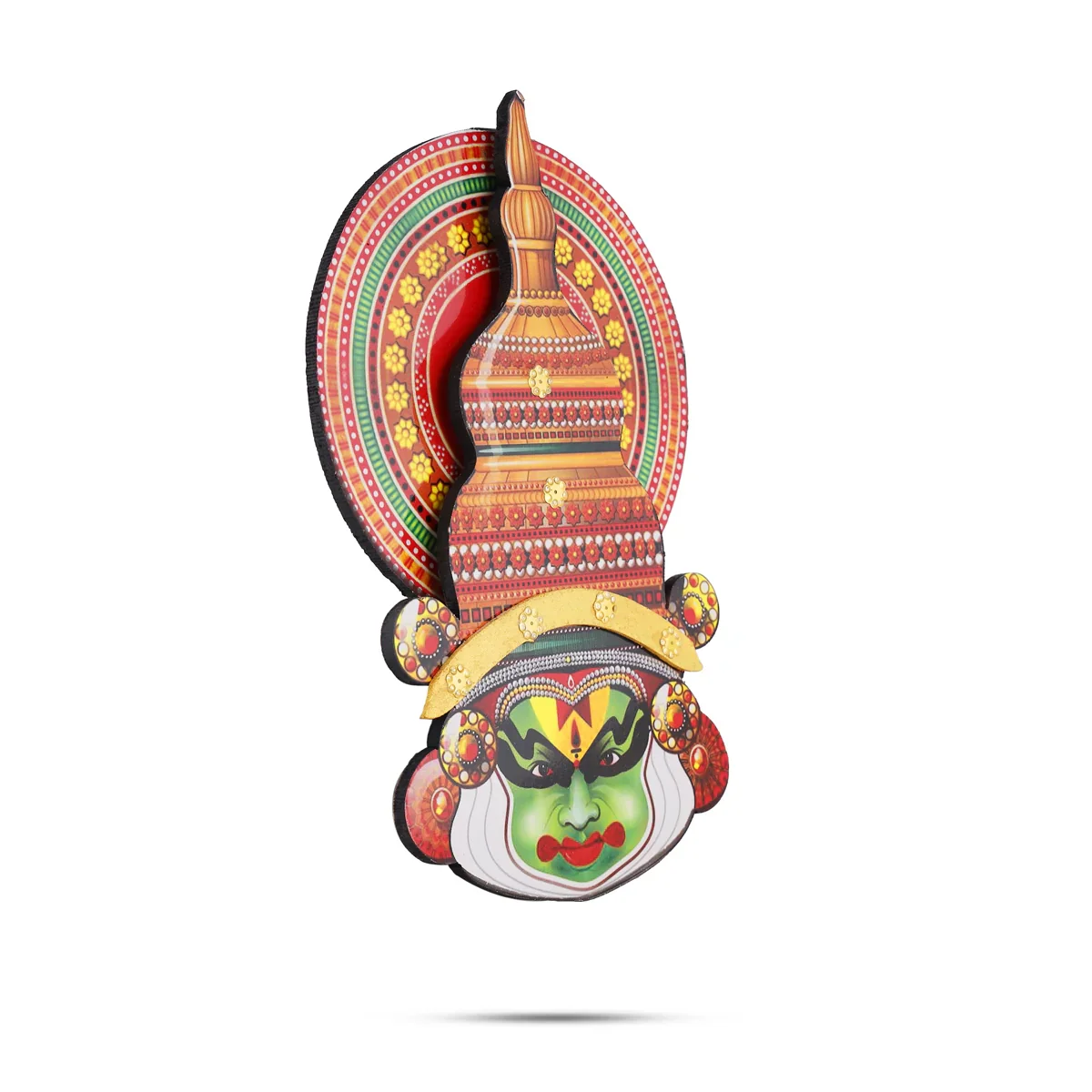 Kathakali Head - 8 Inches | Wall Hanging/ Kathakali Carved Wood Wall Art for Home - Image 2
