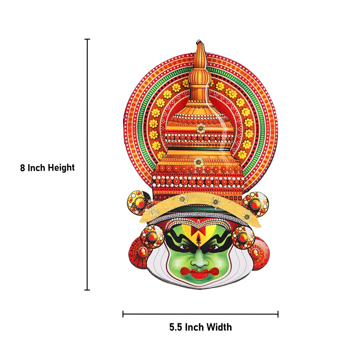 Kathakali Head - 8 Inches | Wall Hanging/ Kathakali Carved Wood Wall Art for Home - Image 5