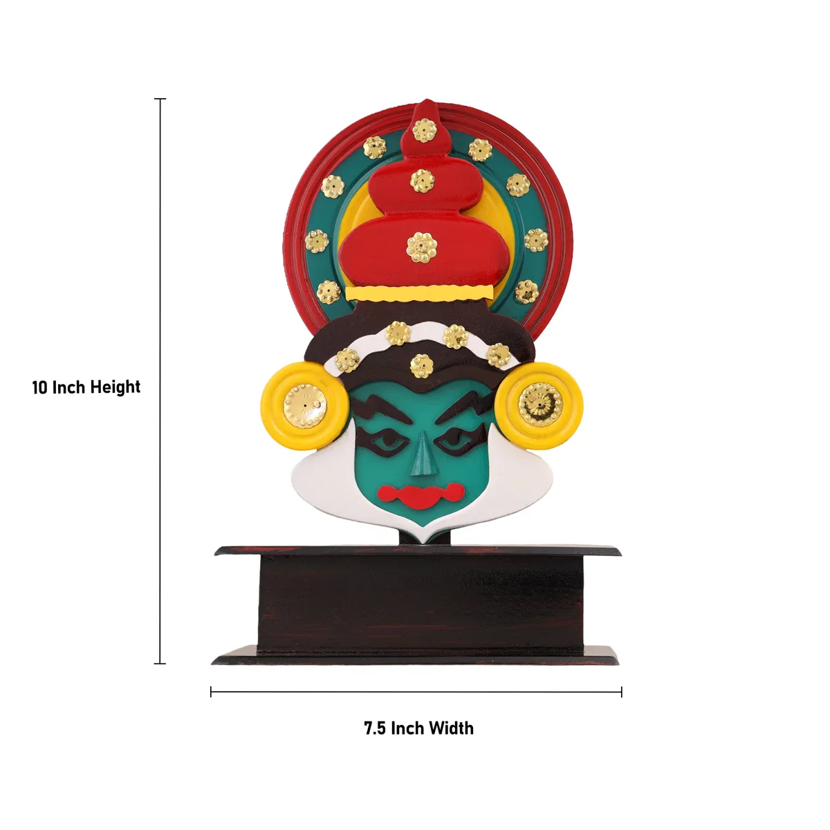 Kathakali Head with Stand - 10 x 7.5 Inches | Wooden Table Stand/ Kathakali Head Stand for Home - Image 5