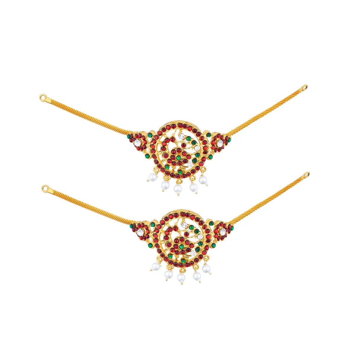 Kemp Baju Band Pair - 8 Inches | Multicolour Stone Armlet Jewelry/ Stone Jewellery for Dance