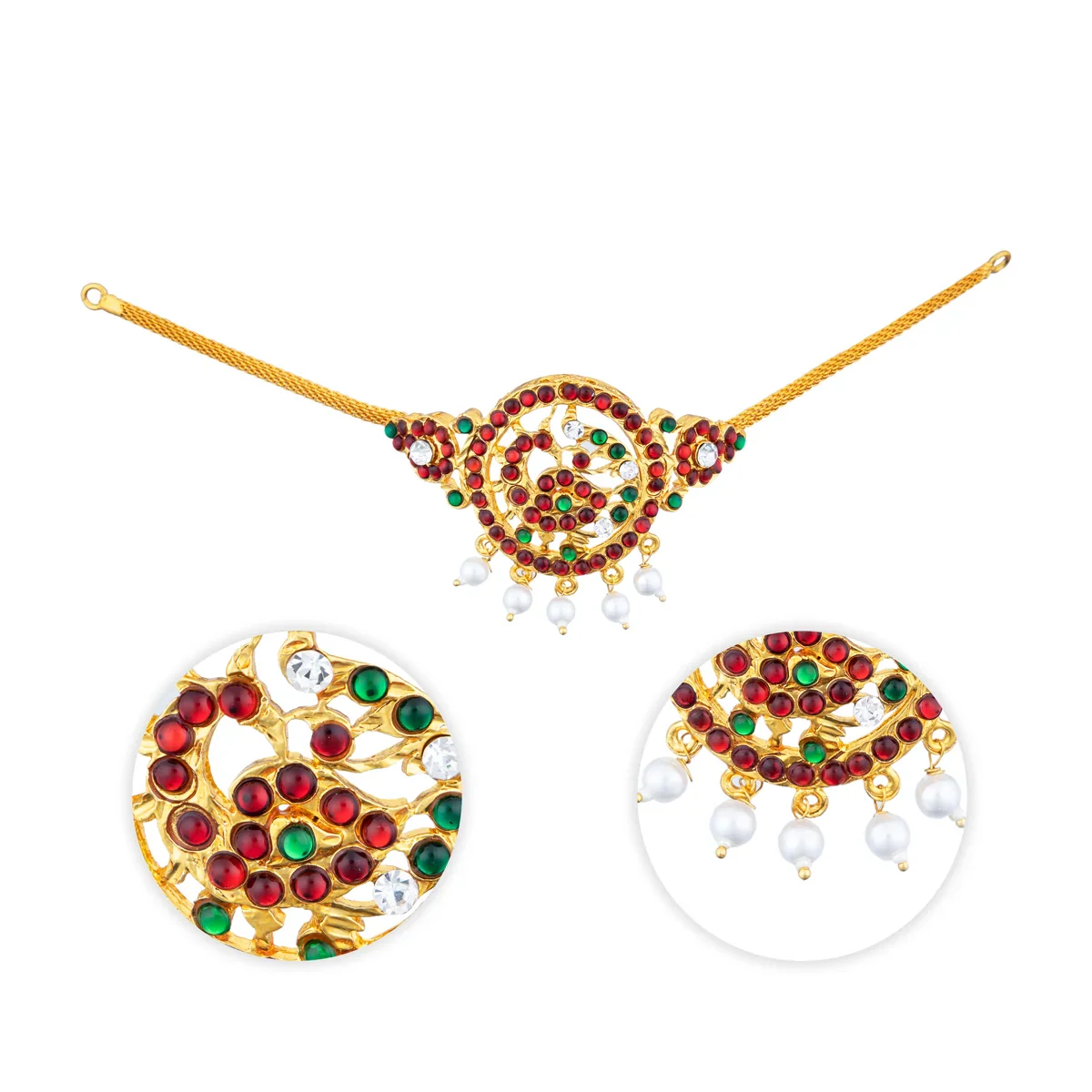 Kemp Baju Band Pair - 8 Inches | Multicolour Stone Armlet Jewelry/ Stone Jewellery for Dance - Image 2