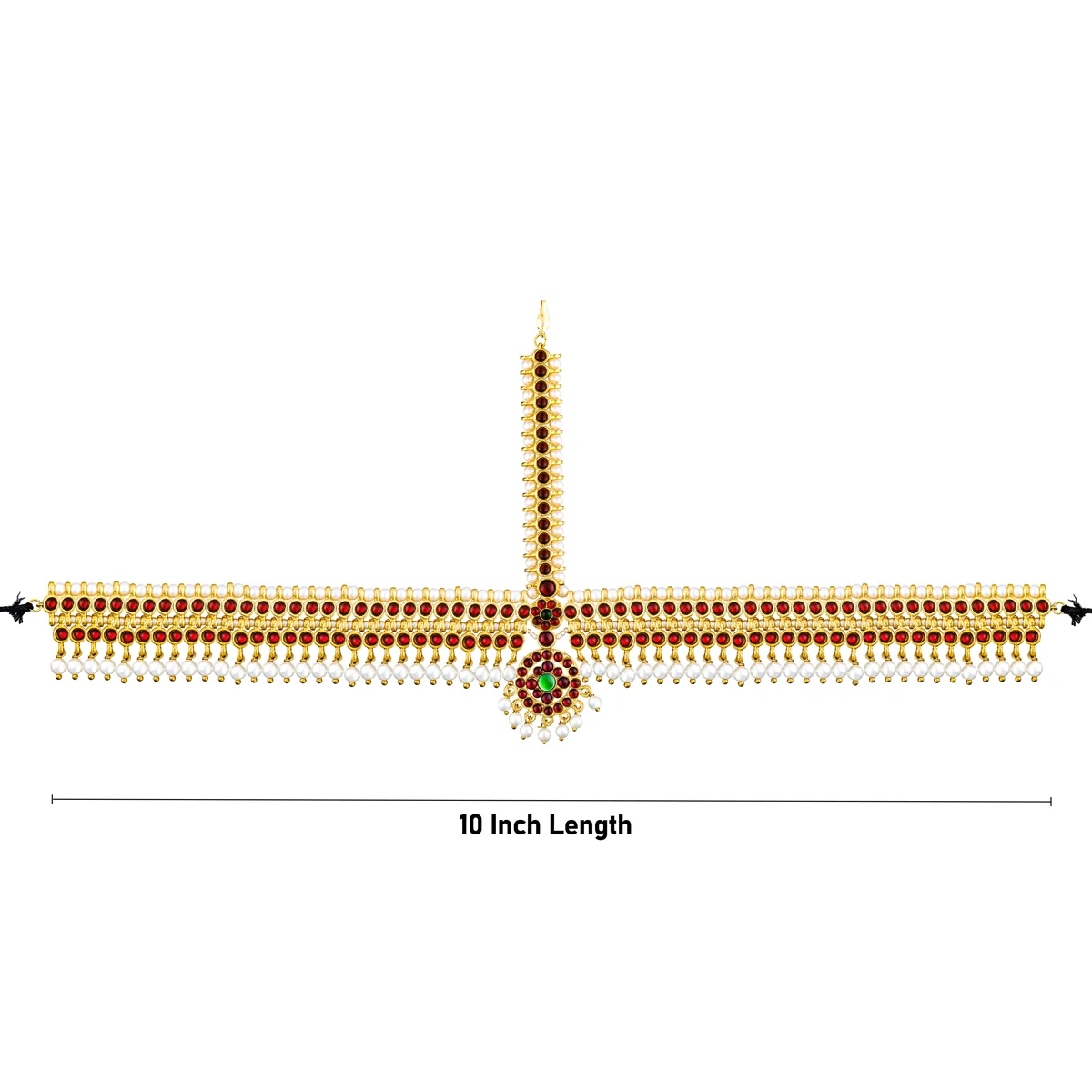 Kemp Bharatanatyam Head Set - 10 x 6 Inches | Artificial Jewelry/ Stone & Beads Design Dance Jewelry for Women - Image 3