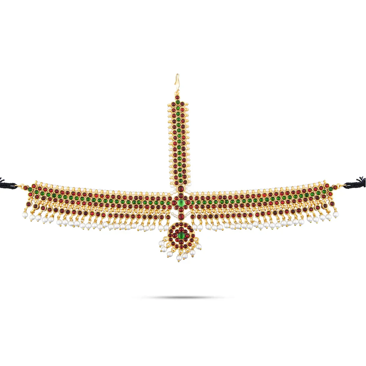 Kemp Bharatanatyam Head Set- 10 X 6 Inches | Stone & Beads Design Bharatanatyam Jewelry/ Jewellery For Danc - Image 2
