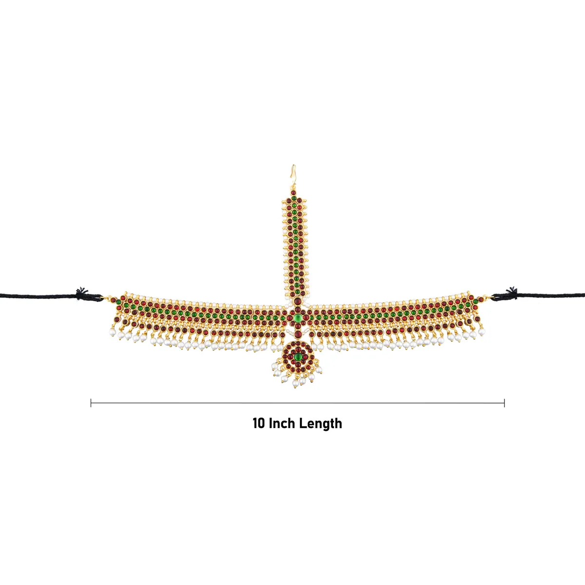 Kemp Bharatanatyam Head Set- 10 X 6 Inches | Stone & Beads Design Bharatanatyam Jewelry/ Jewellery For Danc - Image 4