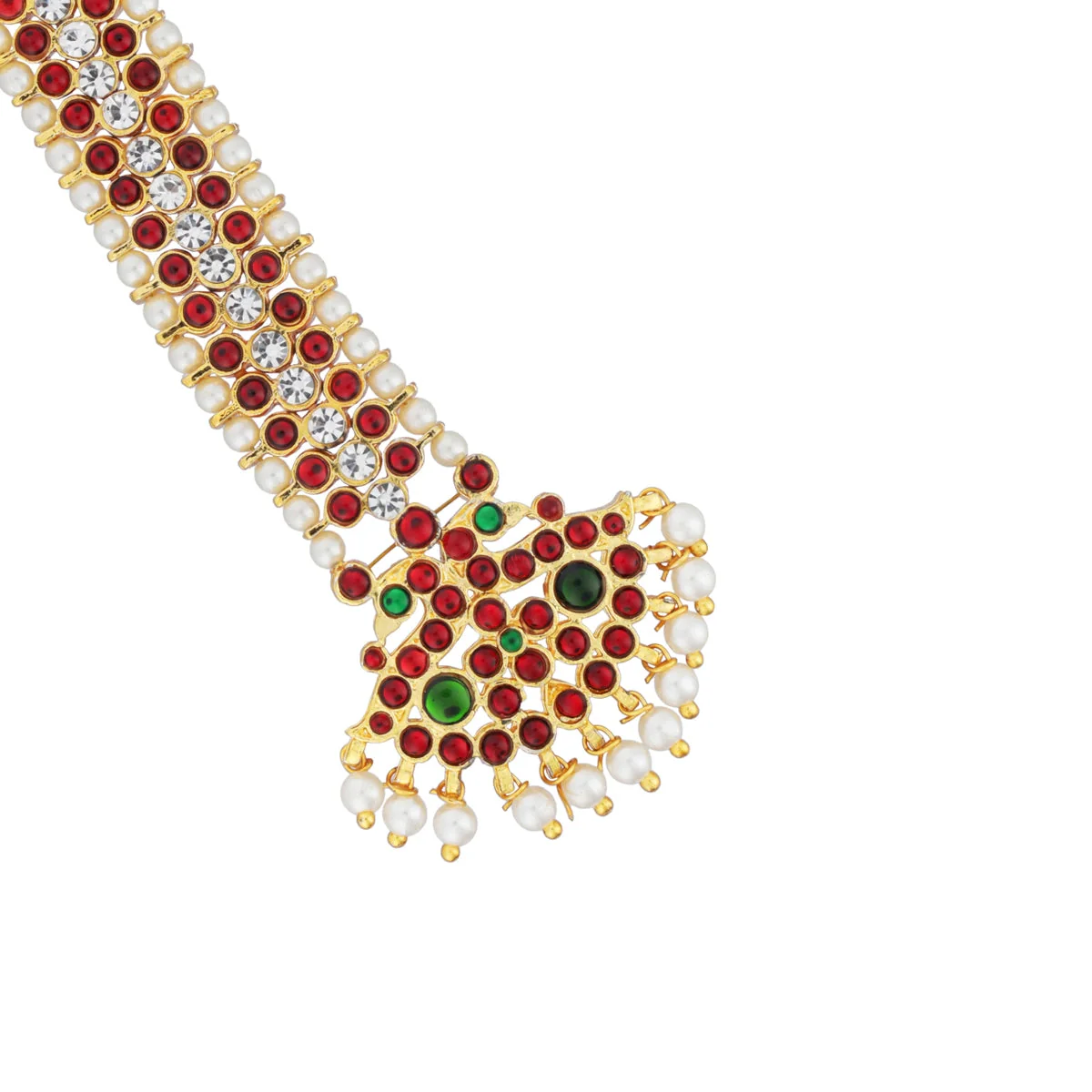 Kemp Nethi Chutti - 7 Inches | Stone Jewellery/ Pearl & Stone Bharatanatyam Jewellery for Women - Image 3