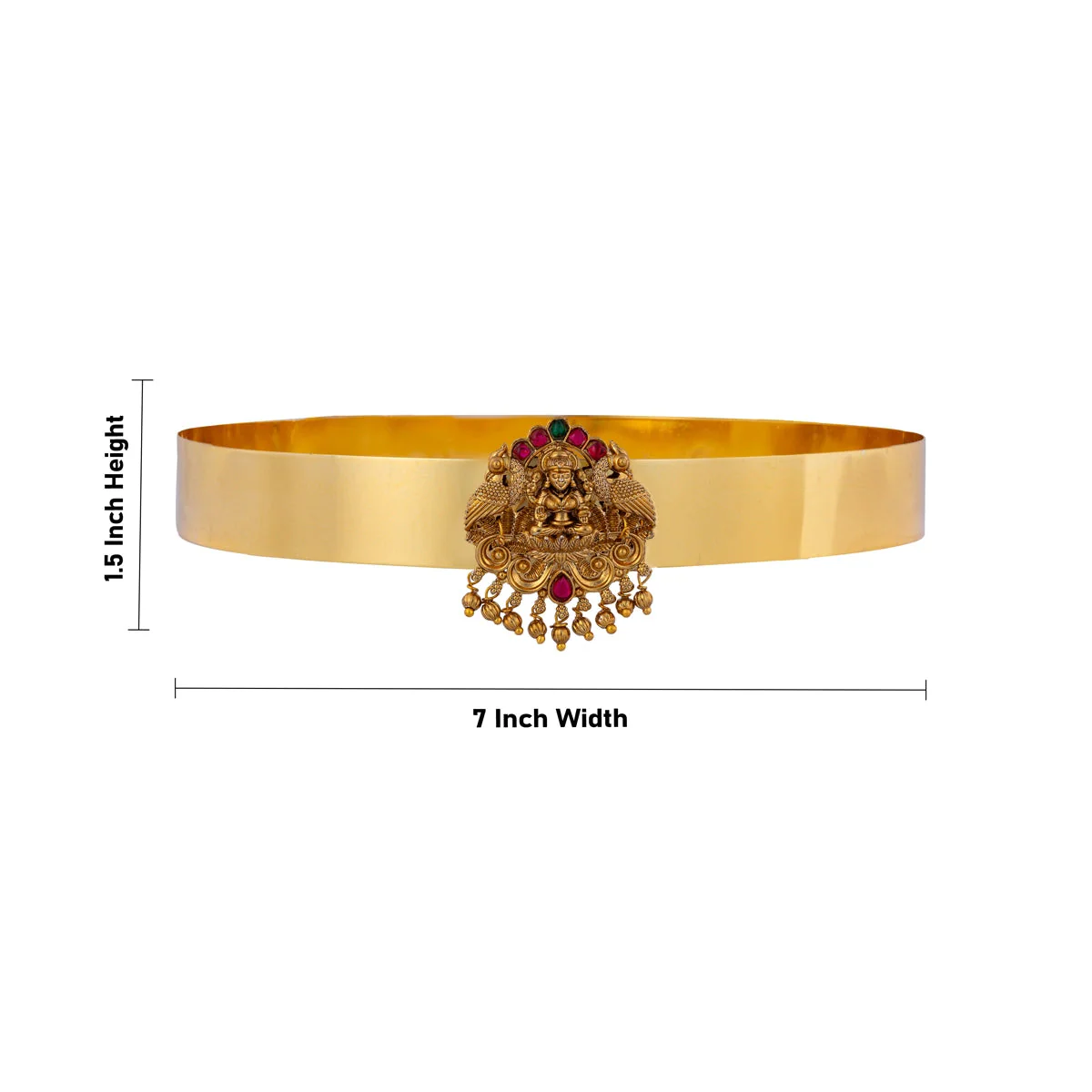 Kemp Hip Belt - 1.5 X 7 Inches | Lakshmi Waist Belt/ Gold Polish Jewelry/ Bharatanatyam Ornaments For Dance - Image 2