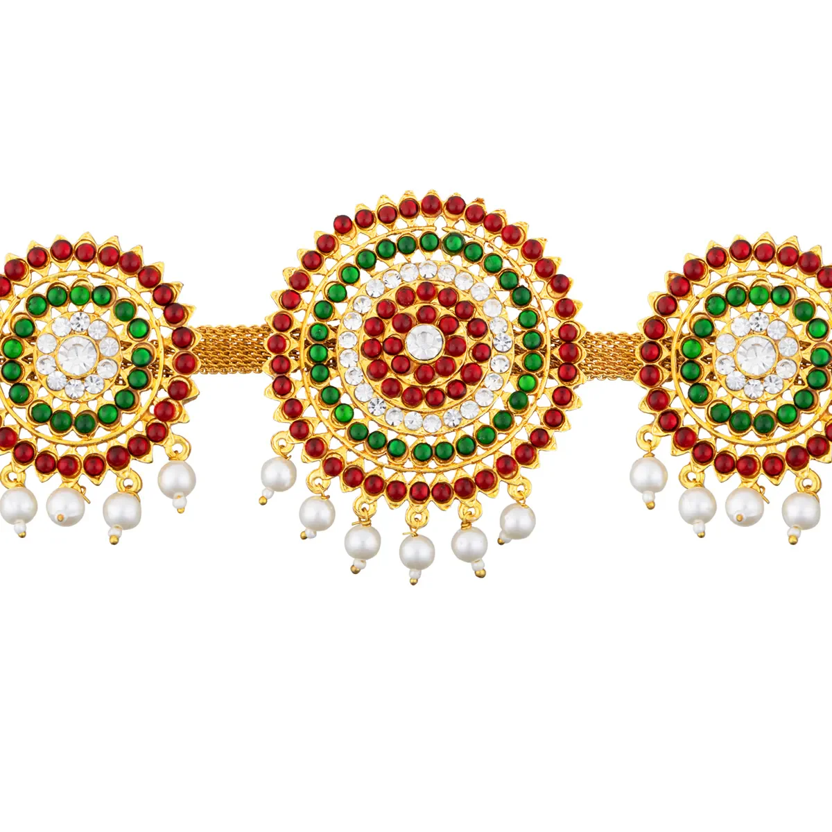 Kemp Hip Belt - 2 X 16 Inches | Multicolour Stone Jewelry/ Beads Design Bharatanatyam Jewellery For Dance - Image 3