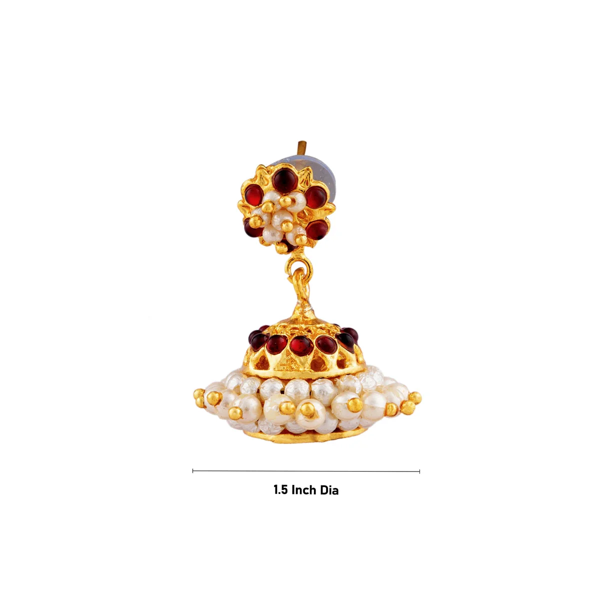 Kemp Jhumka - 1.5 Inches | Kemp Jimikki/ Kemp Stone Jhumka for Women - Image 3