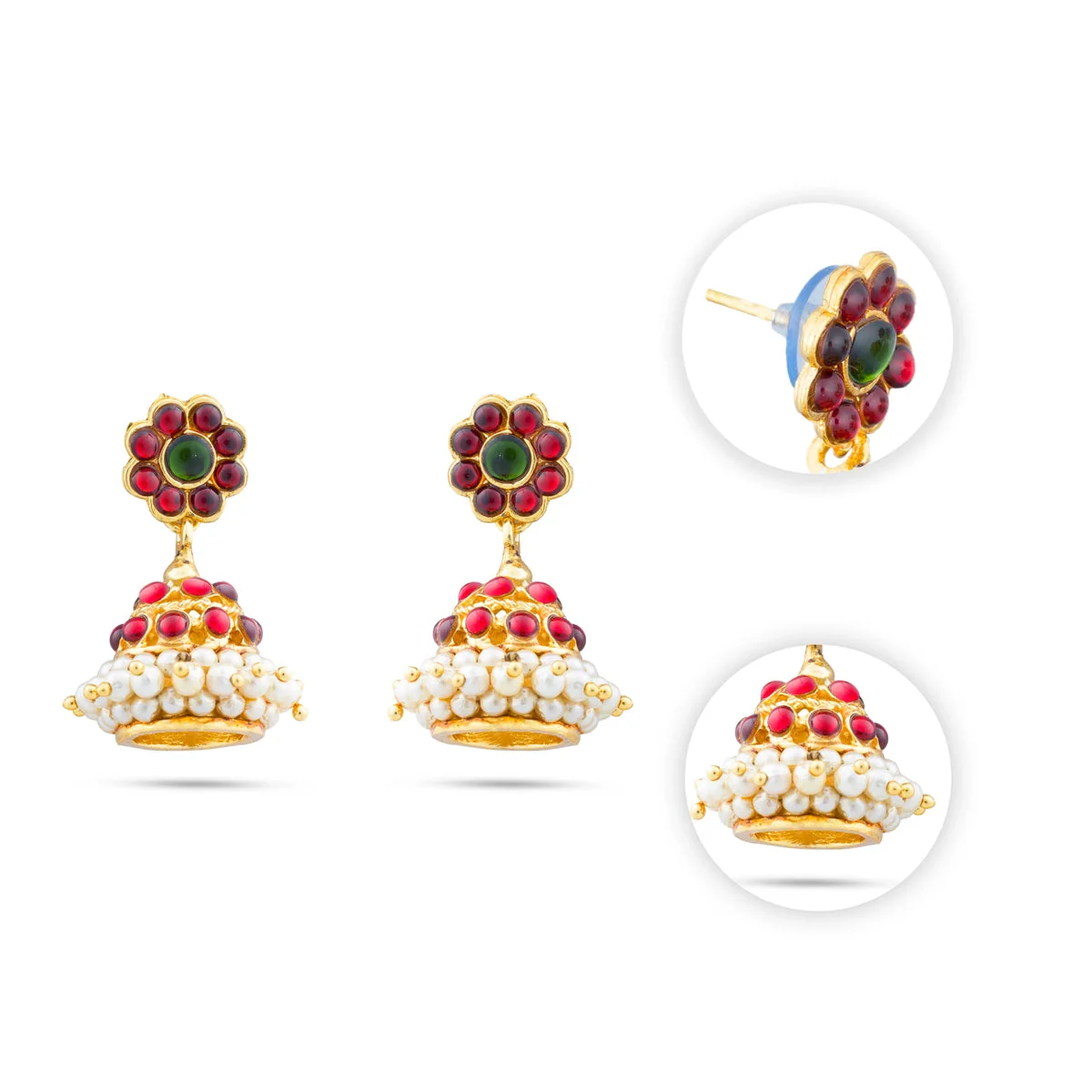 Kemp Jhumka | Kemp Jimikki/ Kemp Stone Jhumka for Women - Image 2