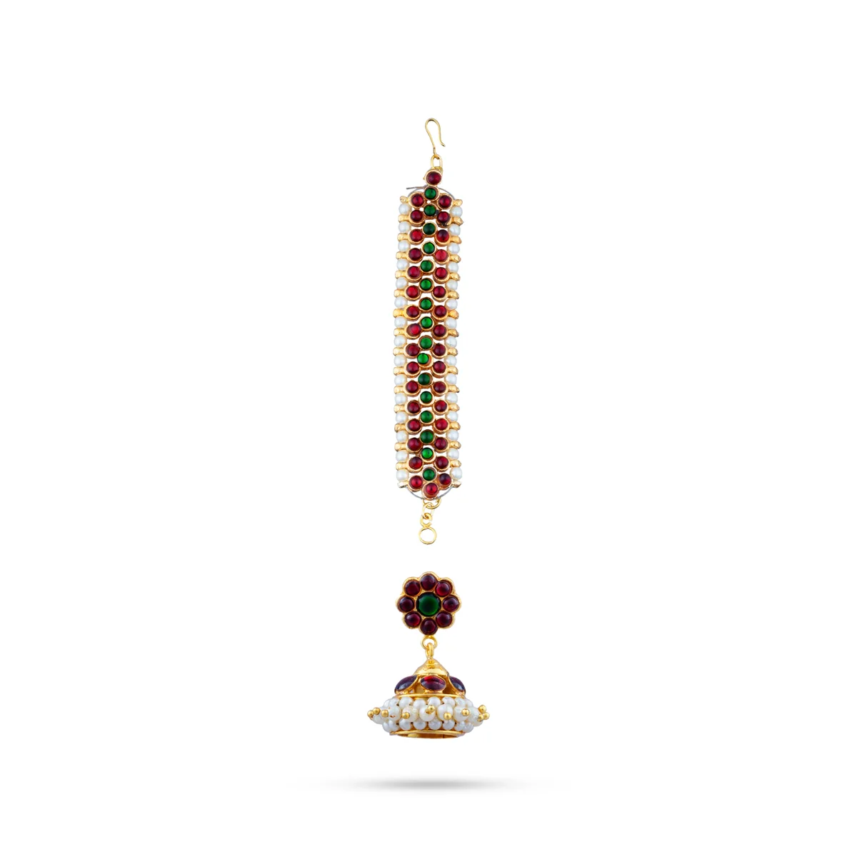 Kemp Jumkha With Mattel - 1.5 X 1.25 Inches | Jumka/ Beads & Stone Jimikki/ Earring Studs For Ethnic Wear - Image 2