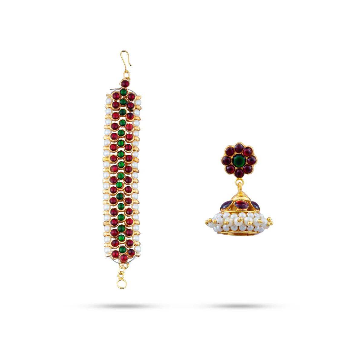 Kemp Jumkha With Mattel - 1.5 X 1.25 Inches | Jumka/ Beads & Stone Jimikki/ Earring Studs For Ethnic Wear - Image 3