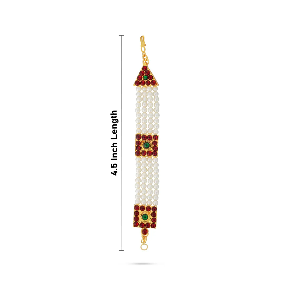 Kemp Mattal - 4.5 Inches | 4 Line Pearl Mattal/ Kemp Stone Jewellery for Women - Image 4