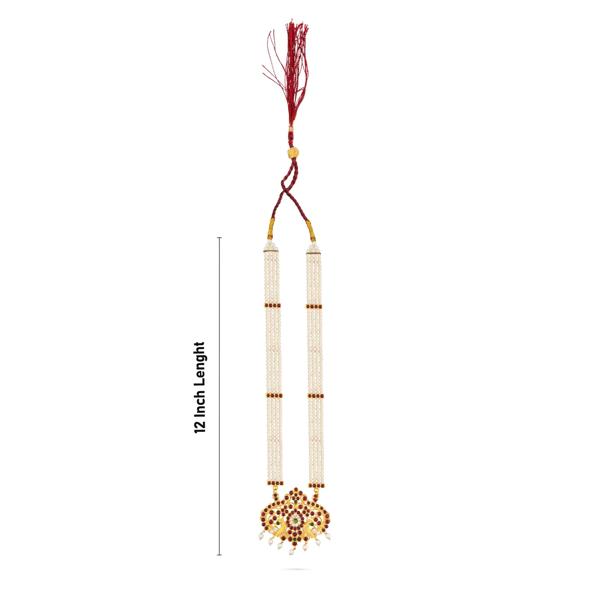 Kemp Moti Haram - 12 Inches | Kemp Jewellery/ 3 Line Moti Mala for Bharatanatyam - Image 3