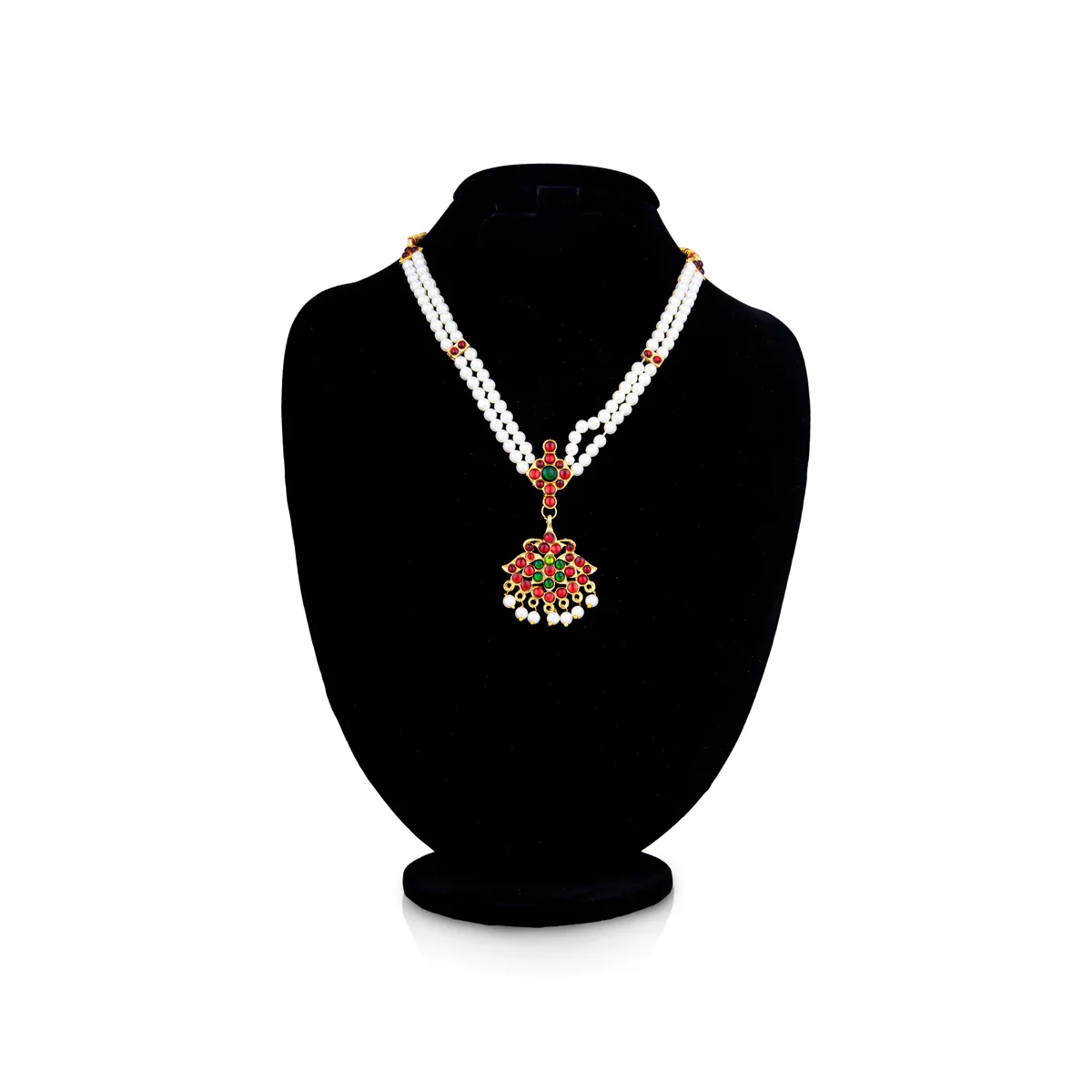 Kemp Moti Mala - 6 x 5 Inches | Bharatanatyam Jewellery/Beads With Stone Necklace/Artificial Jewelry for Women - Image 3