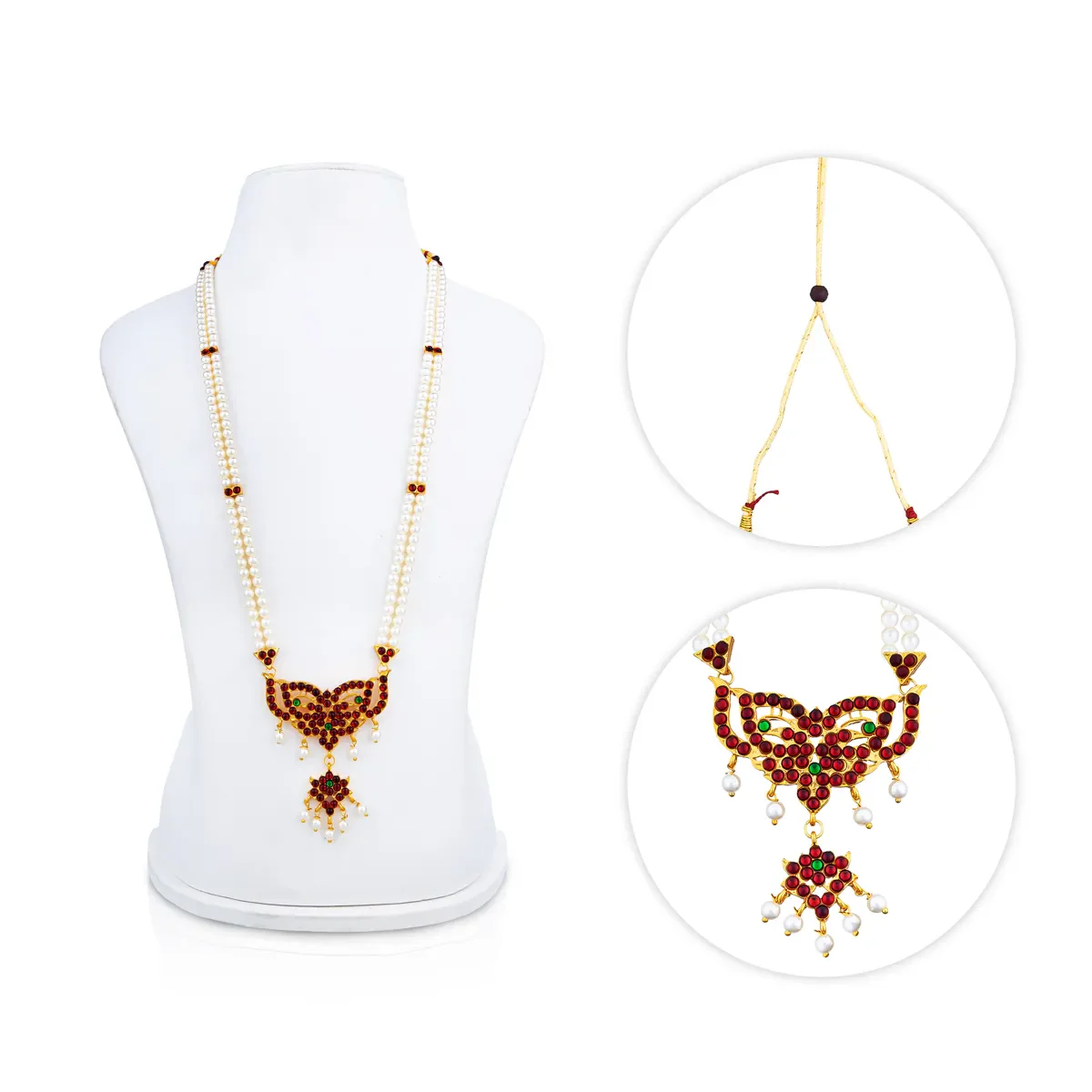 Kemp Moti Necklace - 12 Inches | Pearl Mala/ Stone Pendant Classical Dance Jewellery for Women - Image 2