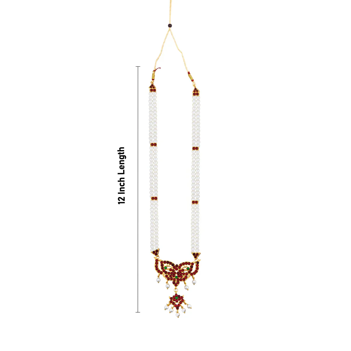 Kemp Moti Necklace - 12 Inches | Pearl Mala/ Stone Pendant Classical Dance Jewellery for Women - Image 3