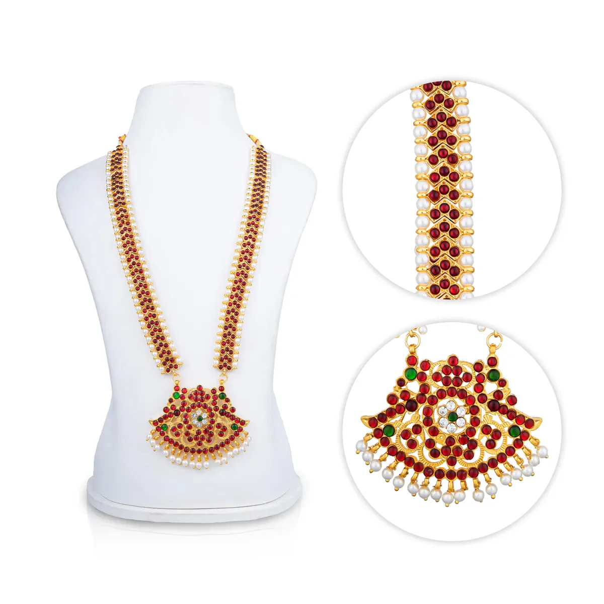 Kemp Necklace - 12 Inches | Temple Style Stone Necklace/ Bharatanatyam Jewellery for Dance - Image 2