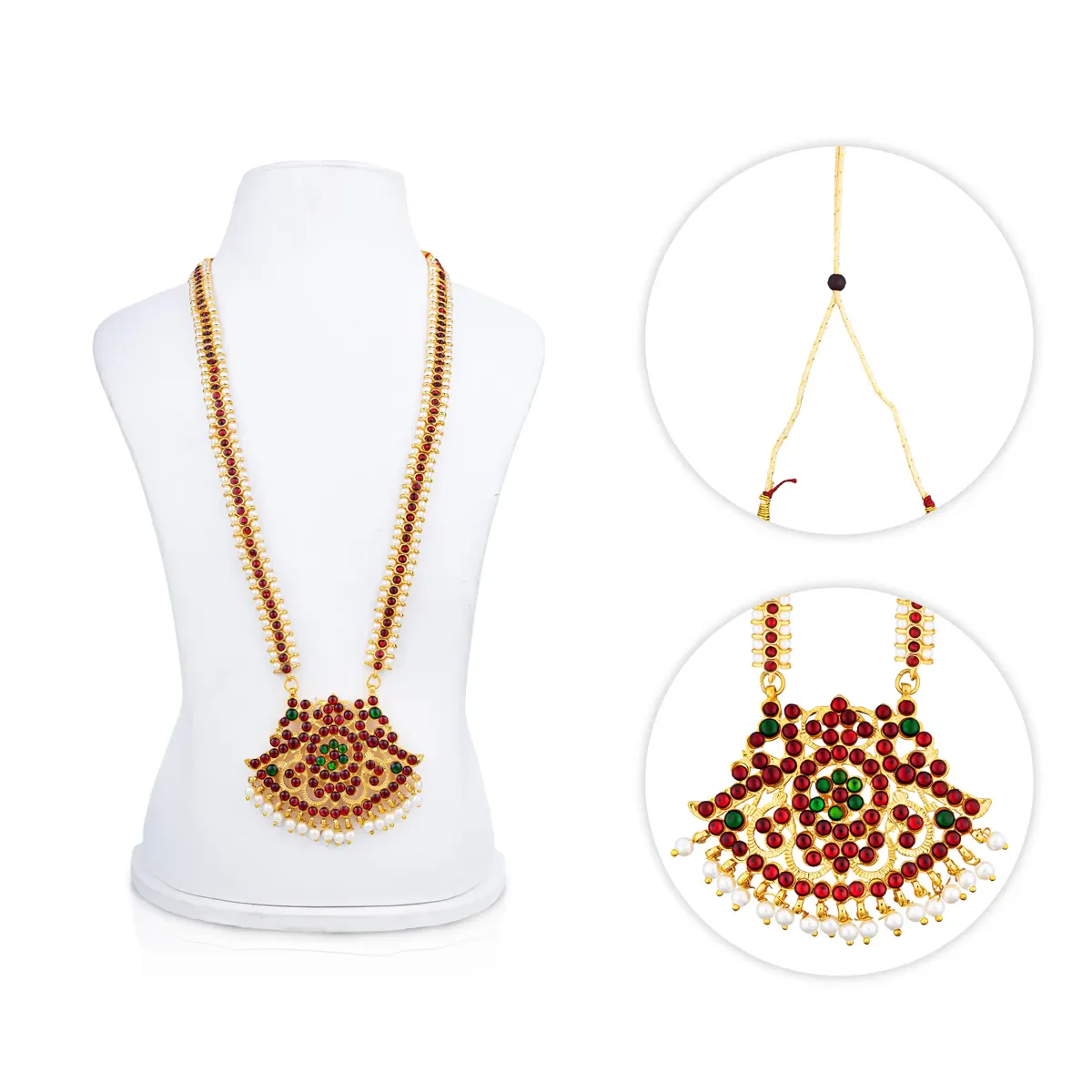 Kemp Necklace - 12 Inches | Traditional Stone Necklace/ Bharatanatyam Dance Jewellery for Women - Image 2