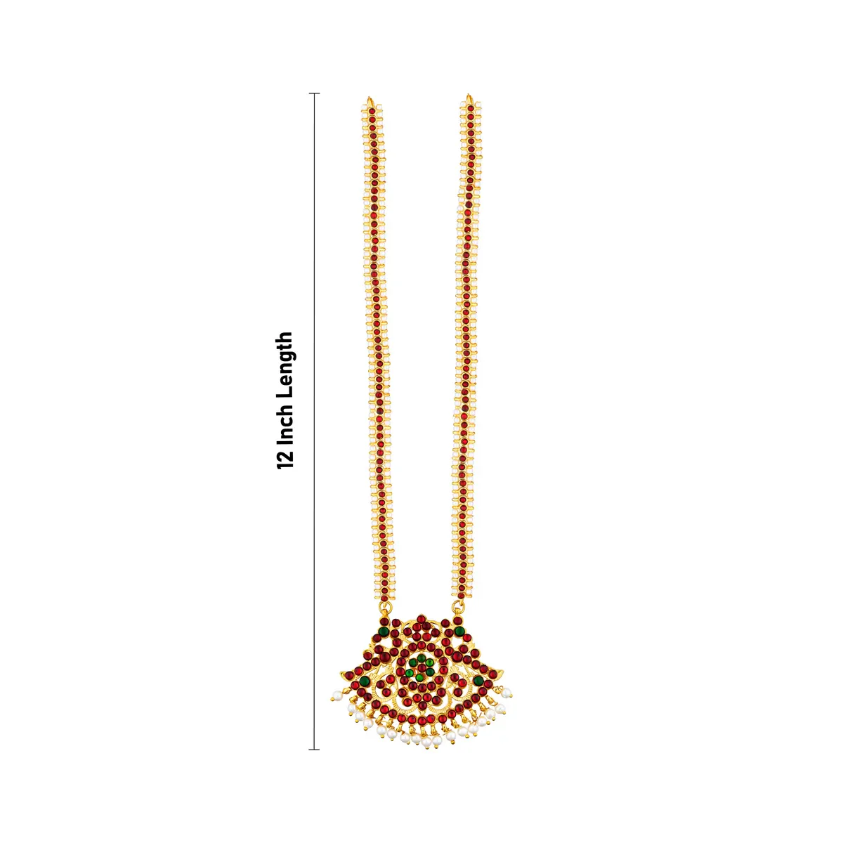 Kemp Necklace - 12 Inches | Traditional Stone Necklace/ Bharatanatyam Dance Jewellery for Women - Image 3