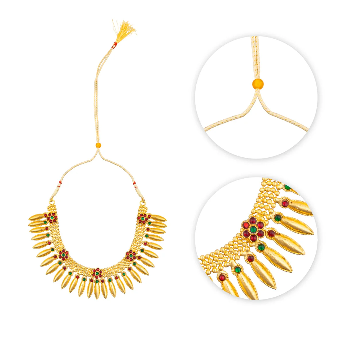 Kemp Necklace - 4.5 Inches | Gold Polish Bharatanatyam Jewellery/ Artificial Jewelry For Classical Dance - Image 2