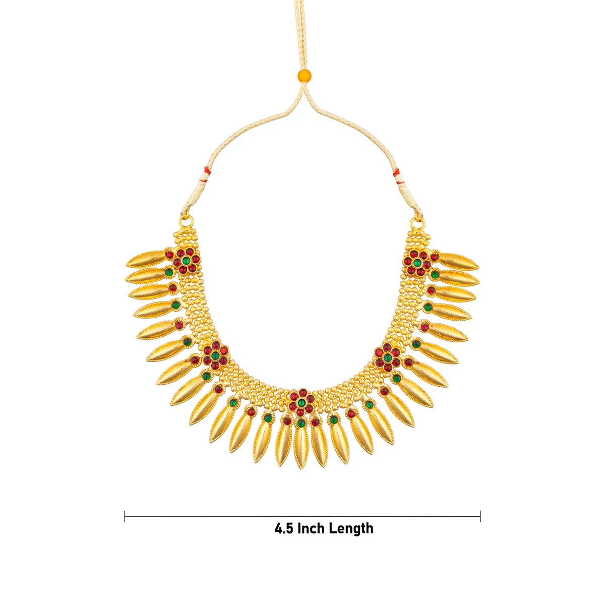 Kemp Necklace - 4.5 Inches | Gold Polish Bharatanatyam Jewellery/ Artificial Jewelry For Classical Dance - Image 3