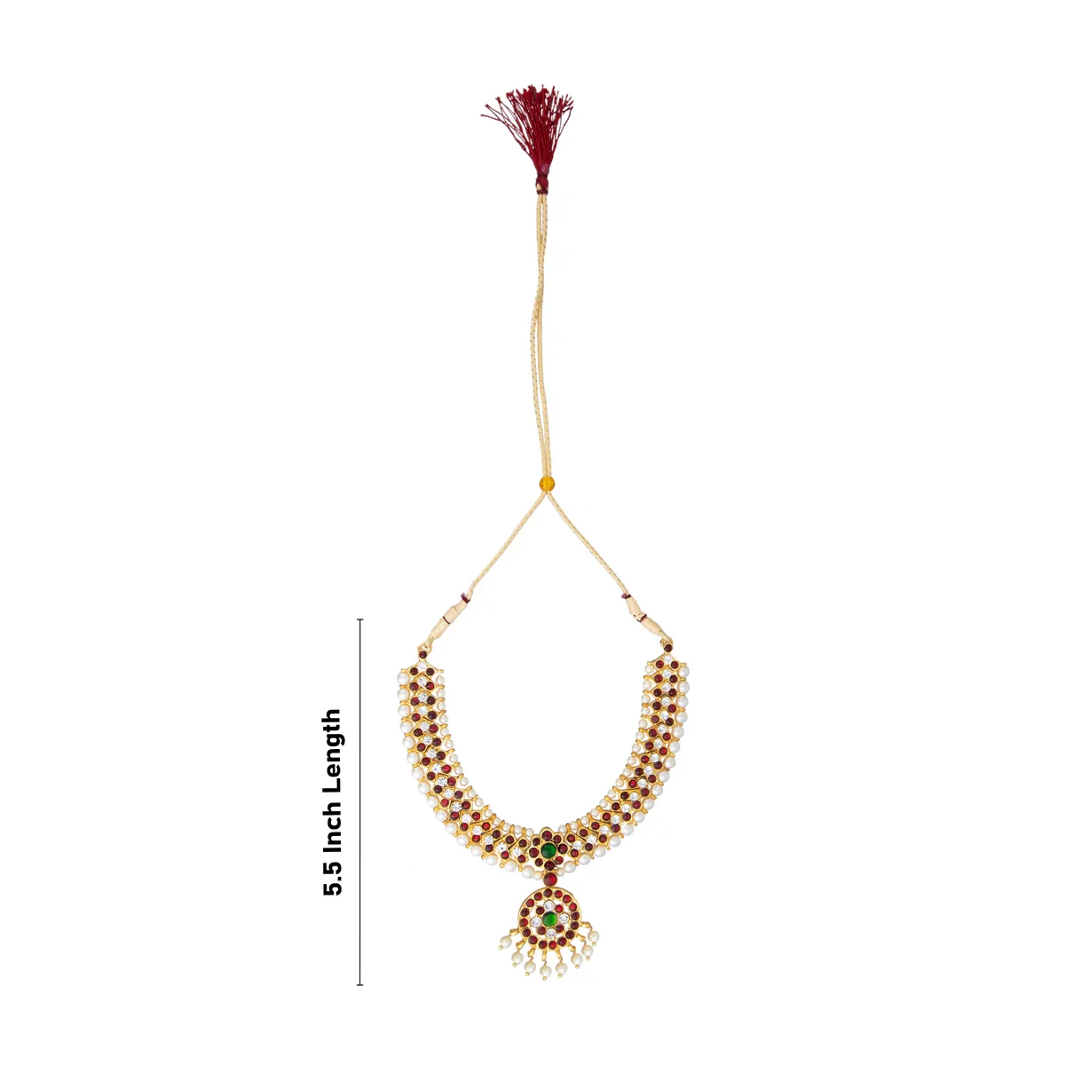 Kemp Necklace - 5.5 Inches | Multicolour Stone Necklace/ Kemp Jewellery for Bharatanatyam - Image 3