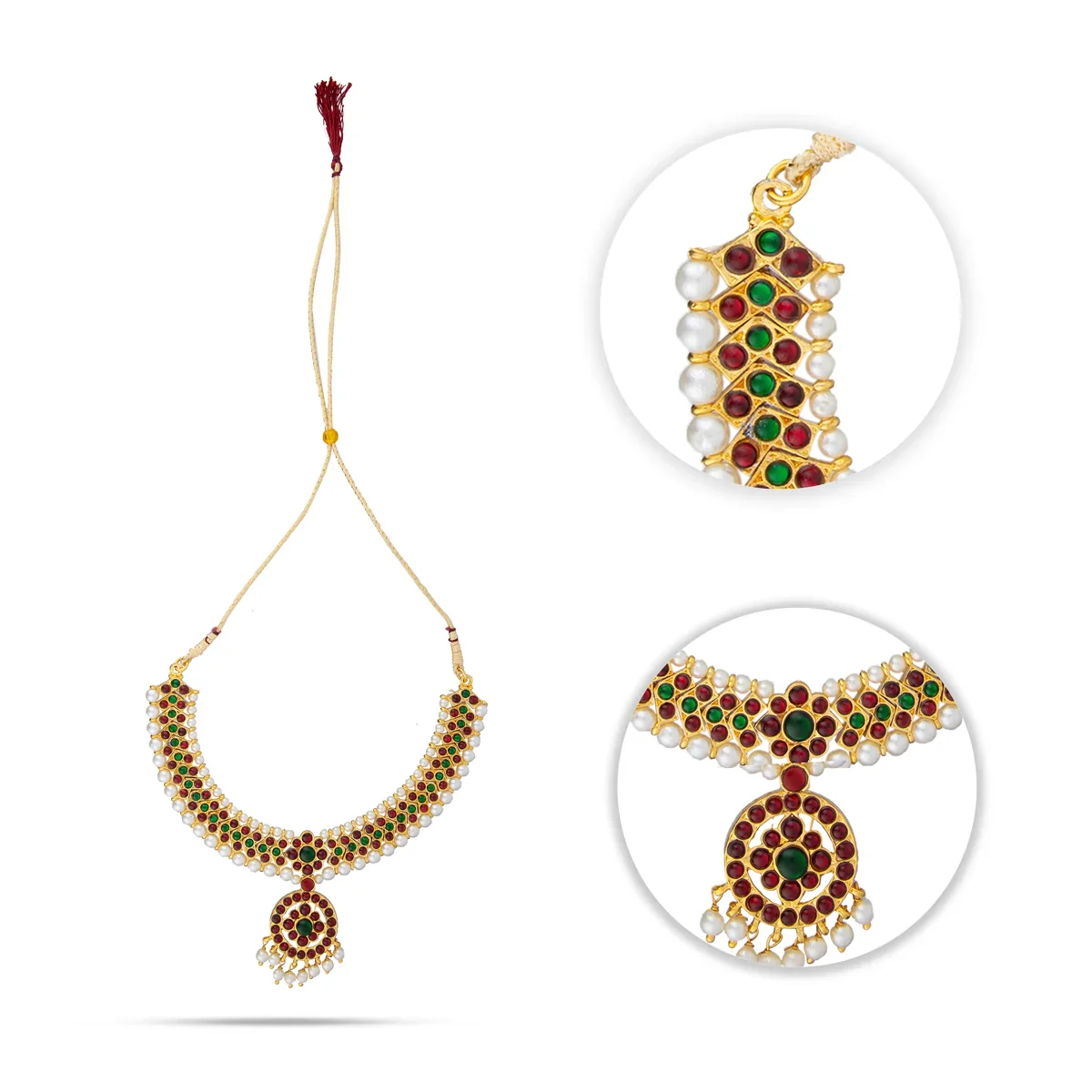 Kemp Necklace - 5 Inches | Kemp Stone Jewellery/ Multicolour Stone Necklace for Dance - Image 2
