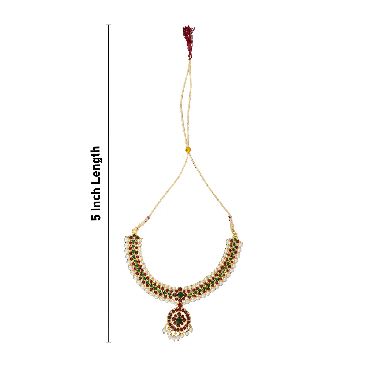 Kemp Necklace - 5 Inches | Kemp Stone Jewellery/ Multicolour Stone Necklace for Dance - Image 3