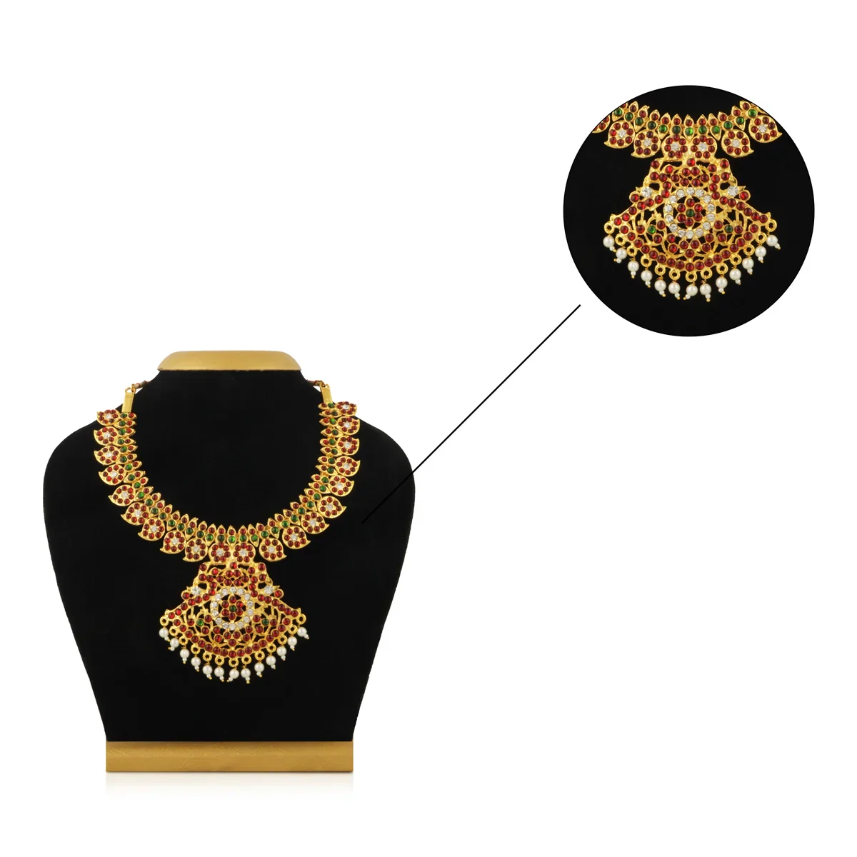 Kemp Necklace - 9 Inches | Stone Necklace/ Bharatanatyam Jewellery for Women - Image 2