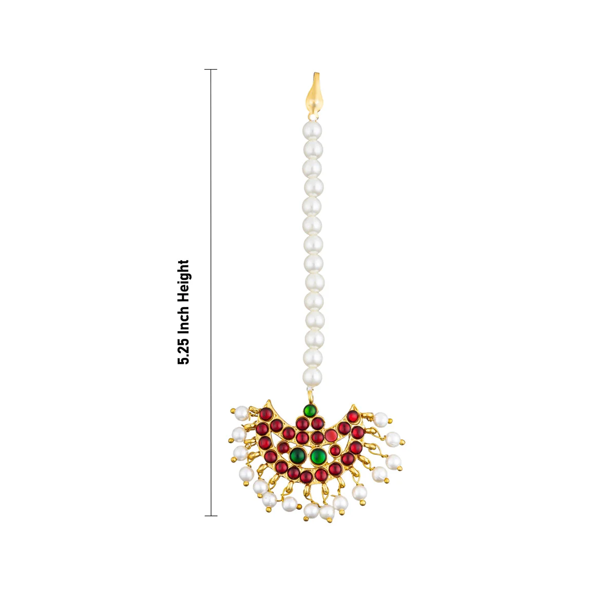 Kemp Nethi Chutti - 5.25 Inches | Stone Jewellery/ Moti Beads Artificial Jewelry/ 1 Line Maangtikka For Dance - Image 2