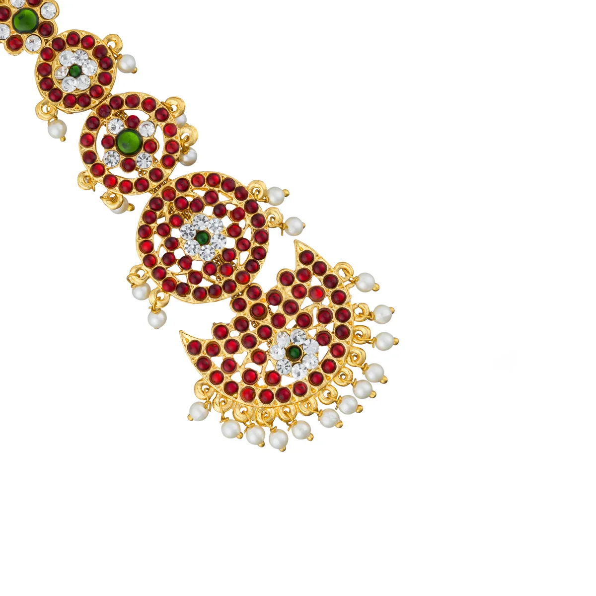 Kemp Nethi Chutti - 6 Inches | Maangtikka/ 5 Step Kemp Stone Jewellery for Women - Image 4