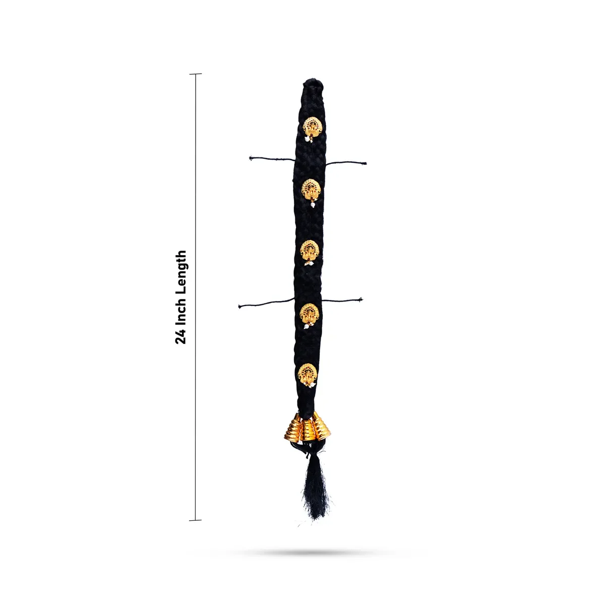 Kemp Readymade Jadai - 24 Inches | Varalakshmi Decor/ 5 Bit Stone & Lakshmi Design Hair Accessories For Dance - Image 3