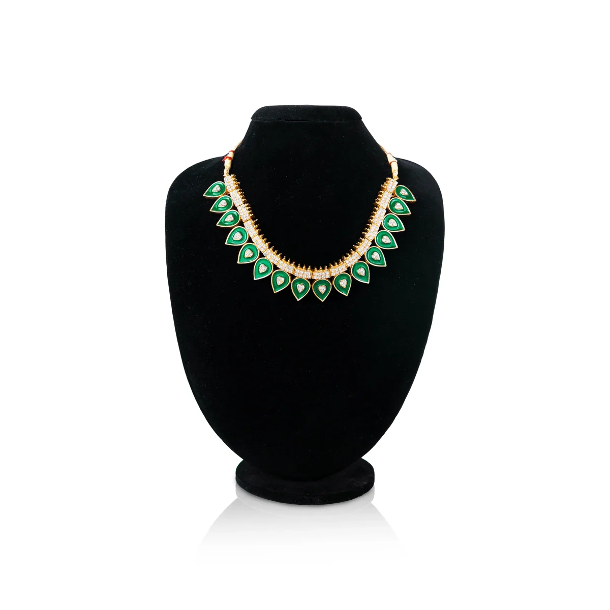 Kemp Stone Necklace - 4.5 Inches | Bharatanatyam Jewellery/ Enamel Artificial Jewelry for Dance/Assorted Colour - Image 3