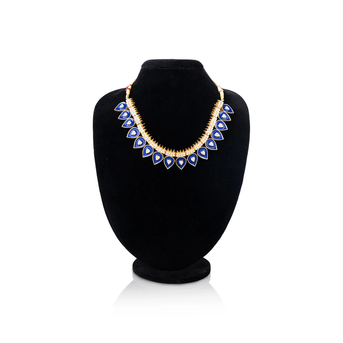 Kemp Stone Necklace - 4.5 Inches | Bharatanatyam Jewellery/ Enamel Artificial Jewelry for Dance/Assorted Colour - Image 5