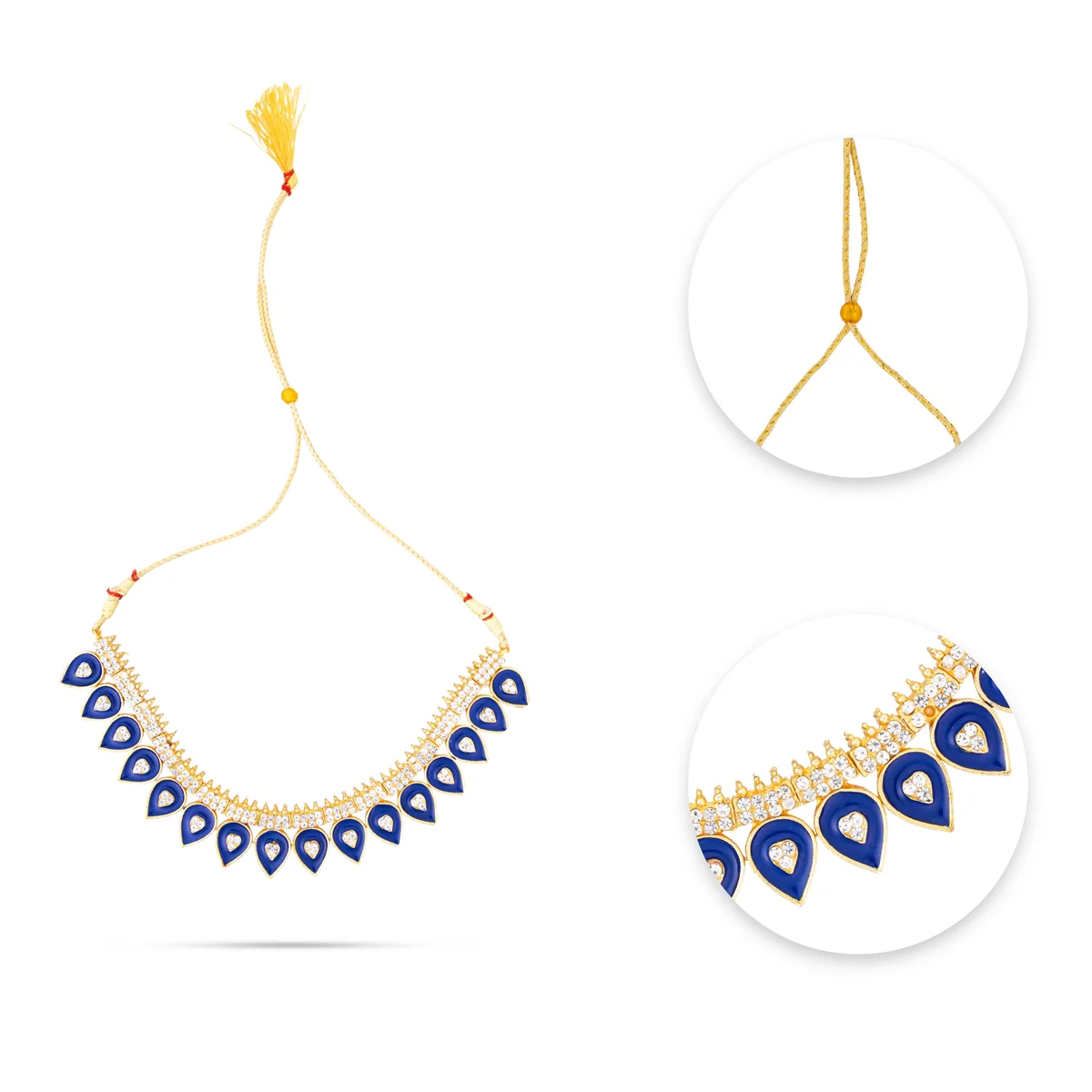 Kemp Stone Necklace - 4.5 Inches | Bharatanatyam Jewellery/ Enamel Artificial Jewelry for Dance/Assorted Colour - Image 6