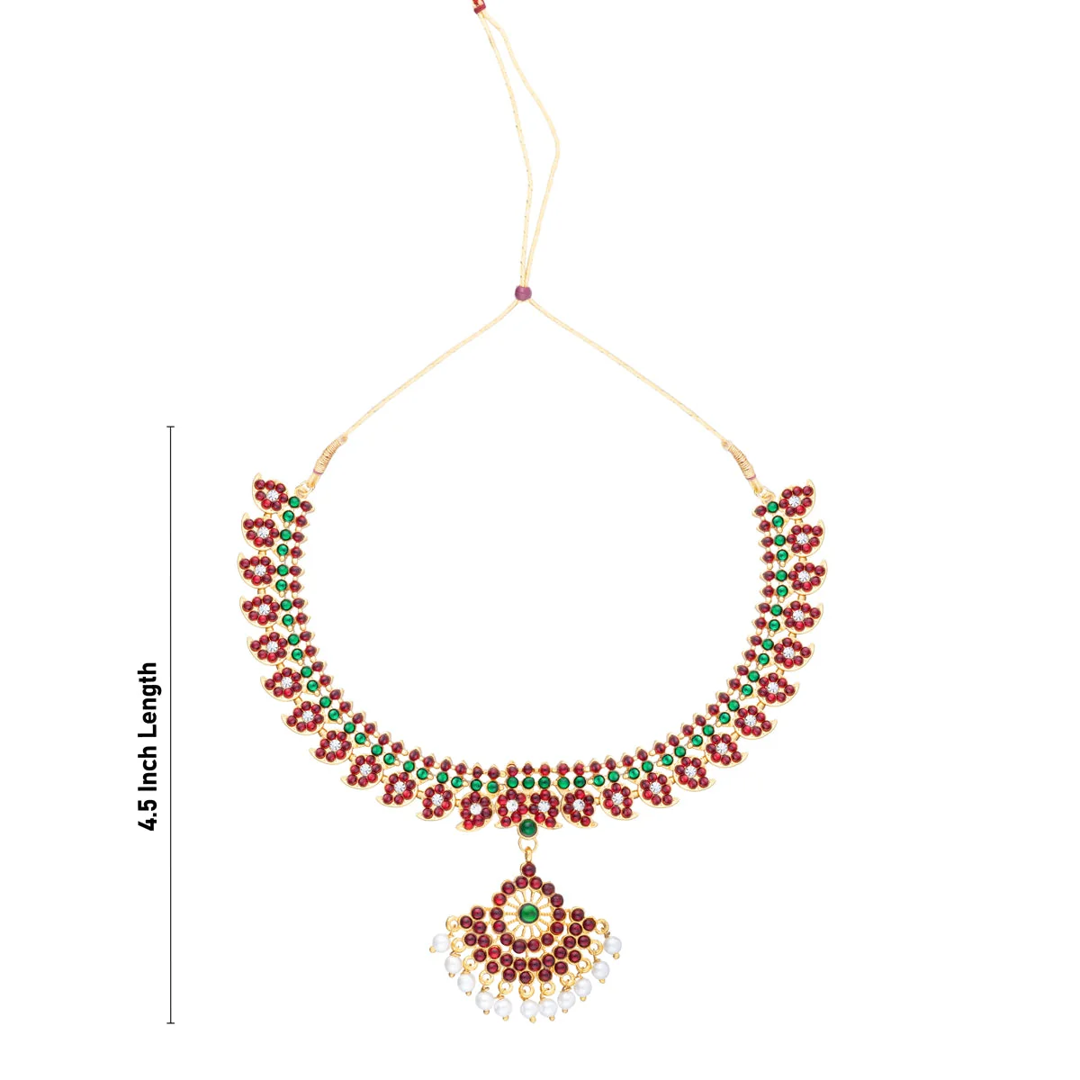 Kemp Stone Necklace - 4.5 x 6 Inches | Multicolour Stone Bharatanatyam Jewellery/ Artificial Jewelry for Women - Image 2