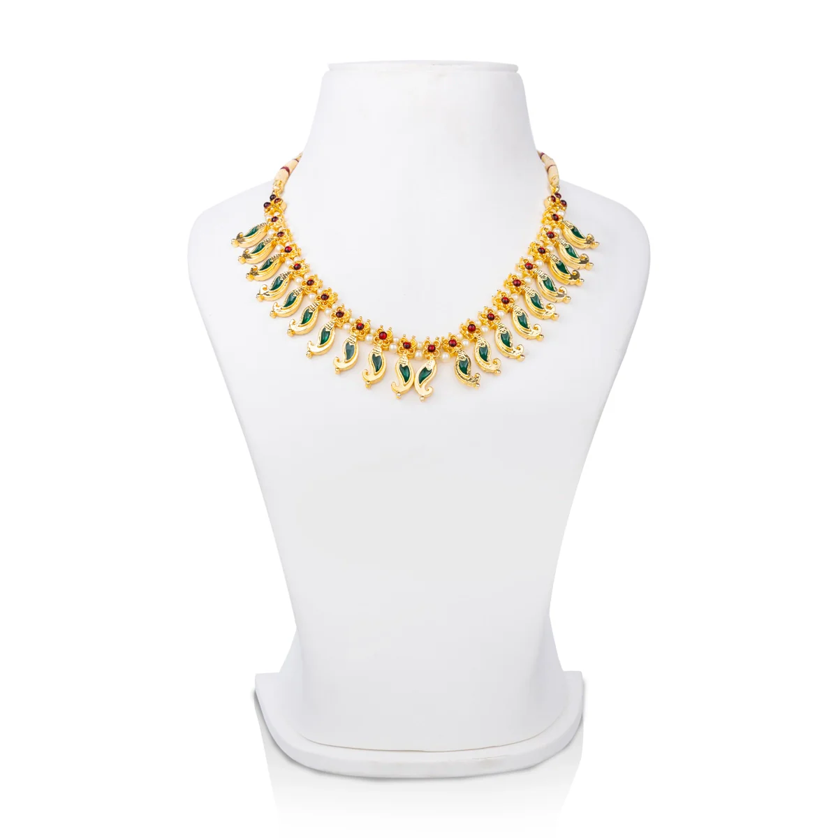 Kemp Stone Necklace - 4 Inches | Bharatanatyam Jewellery/ Enamel Artificial Jewelry for Dance/Assorted Colour&Design - Image 5