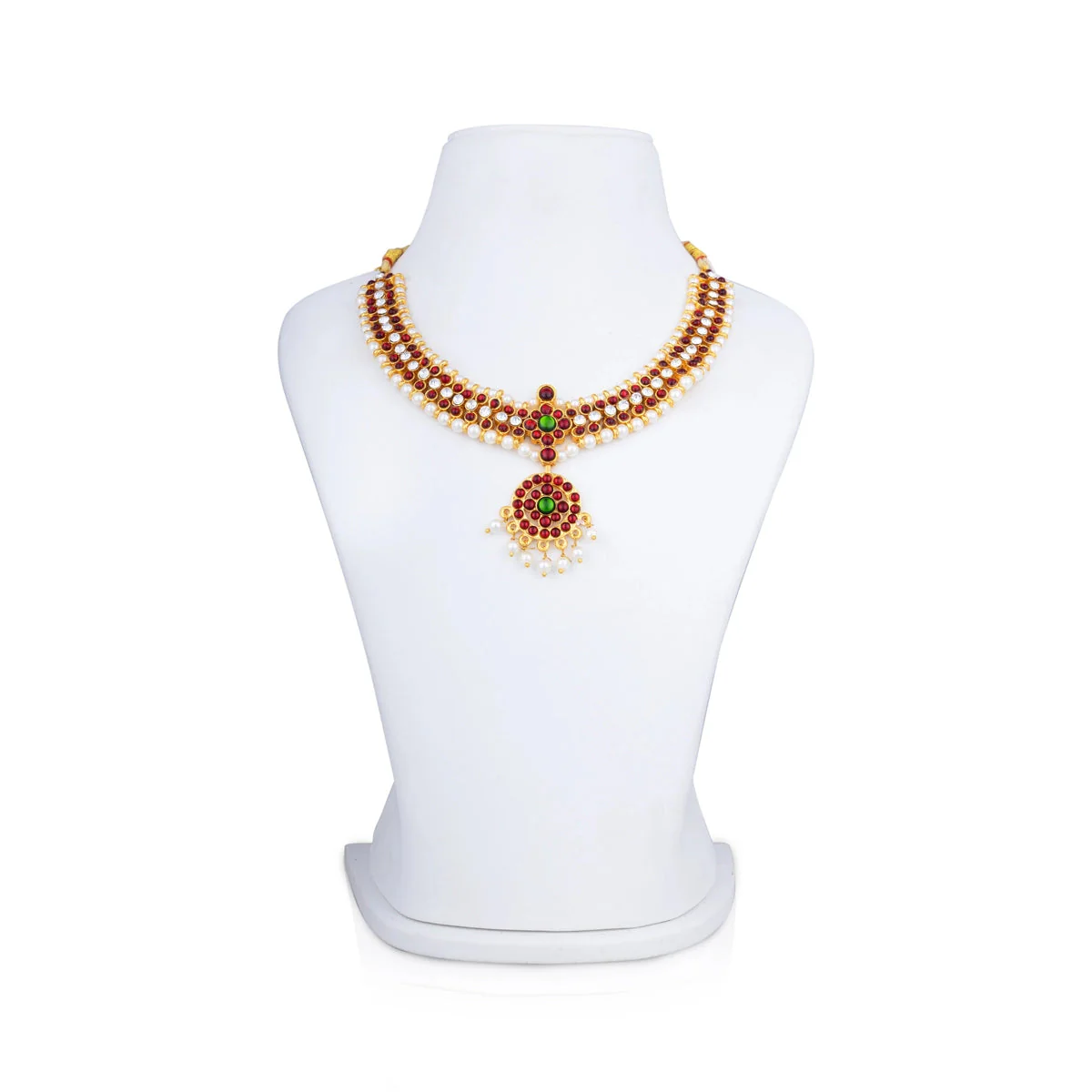 Kemp Stone Necklace - 5 x 6 Inches | Multicolour Stone Bharatanatyam Jewellery/ Artificial Jewelry for Women