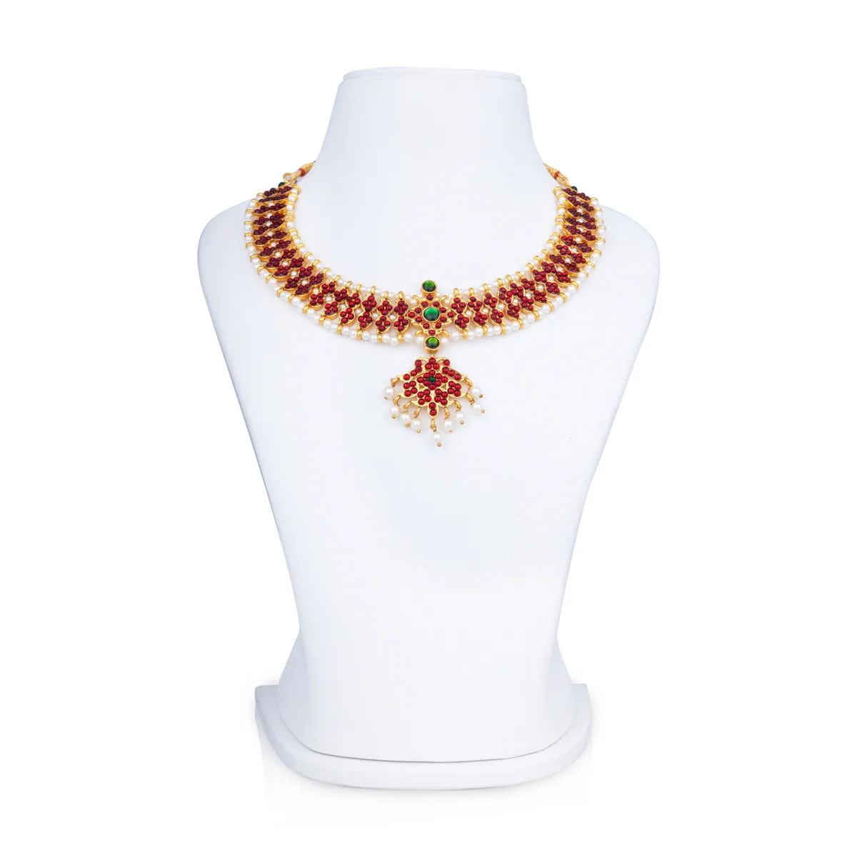Kemp Stone Necklace - 6 x 8 Inches | Bharatanatyam Jewellery/ Stone With Beads Artificial Jewelry for Women - Image 3