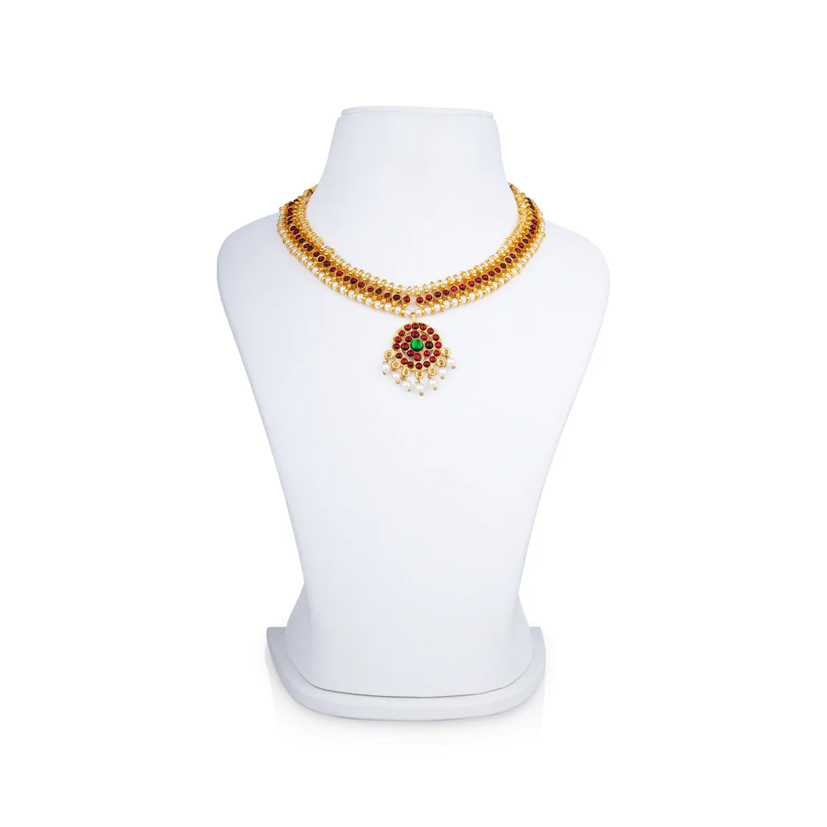 Kemp Stone Necklace - 6 x 8 Inches | Bharatanatyam Jewellery/ Stone With Beads Artificial Jewelry for Women - Image 3