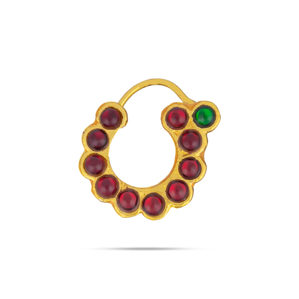 Kemp Stone Nose Pin - 1.25 x 0.5 Inches | Nathu Bullaku/ Bullaku Nose Pin/ Stone Jewellery for Deity - Image 2