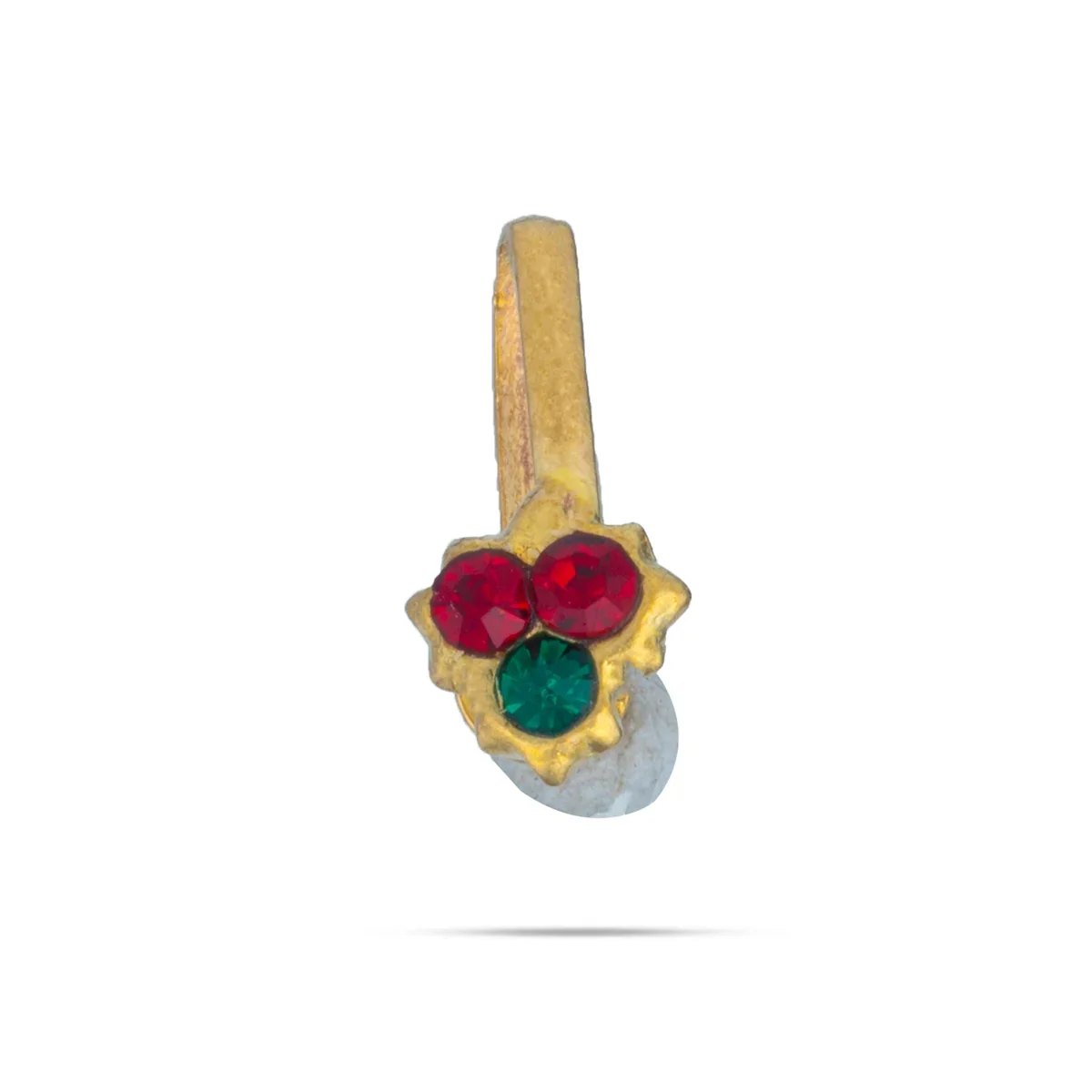 Kemp Stone Nose Pin - 1.25 x 0.5 Inches | Nathu Bullaku/ Bullaku Nose Pin/ Stone Jewellery for Deity - Image 3