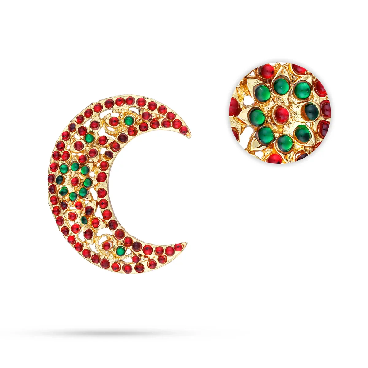 Kemp Stone Sun and Moon Billai - 2 x 2 Inches | Stone Jewellery/ Hair Accessories for Dance - Image 2
